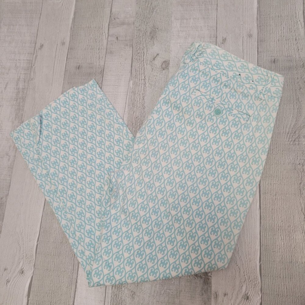 Charter Club Modern Womens Cotton Capri Pants Size 6 Blue & White Pattern